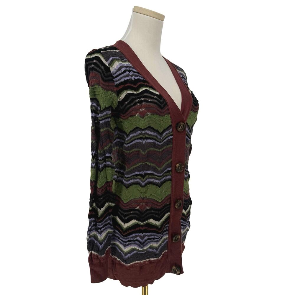 Missoni Chevron Knit Cardigan Sweater Women’s US 4 Multicolor Boho Designer - Picture 2 of 7